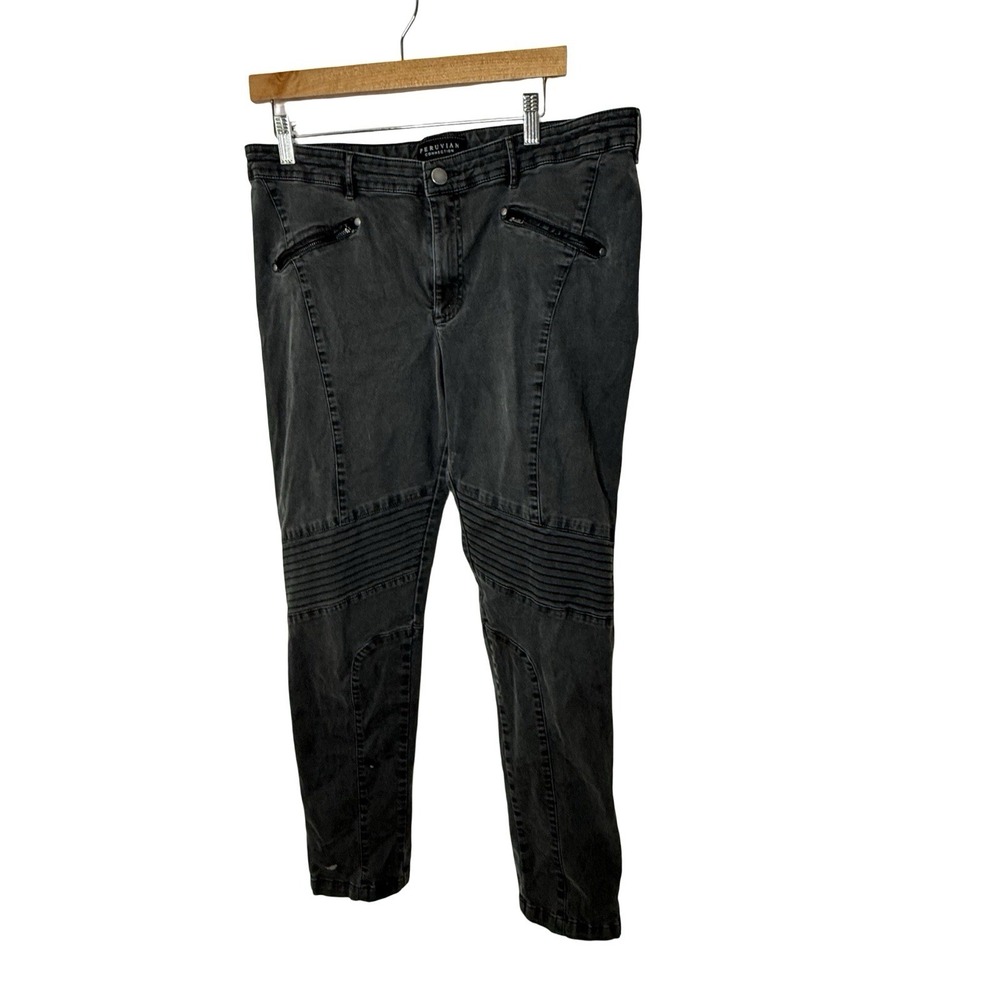 Peruvian Connection Women's Size 14 gray Moto Biker Utility Pants Ankle